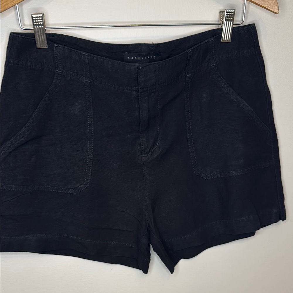 Sanctuary Black Linen Shorts Versatile Casual Wear